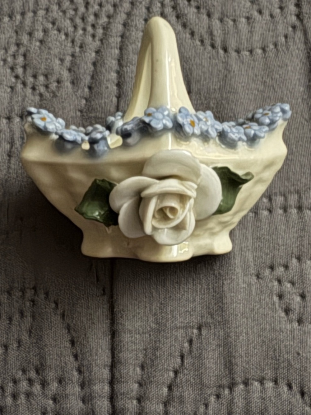 Vintage Elfinware Mini Basket w/ Flowers – German